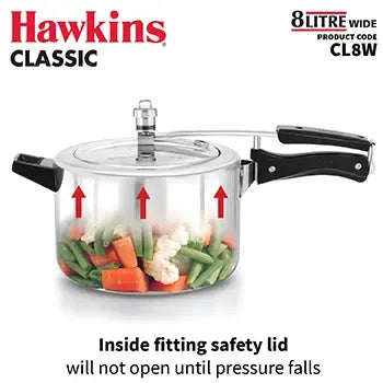 Hawkins Classic Wide Pressure Cooker (8 Litre, Aluminium Pressure Cooker) (CL 8W)