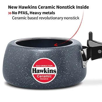 Hawkins Ceramic Pressure Cooker (1.5 Litre, Induction Compatible) (ICC 15)