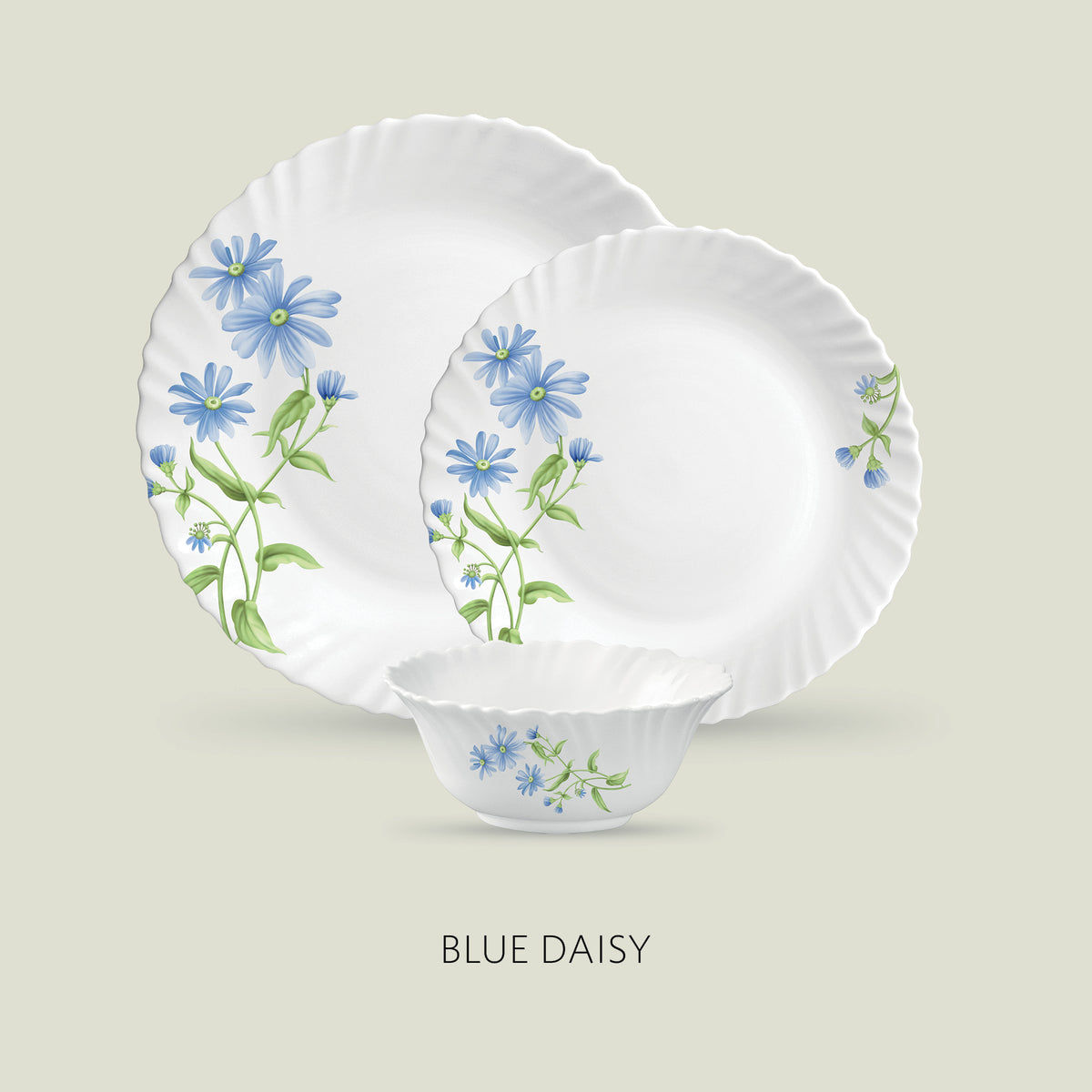 La Opala Diva Classique Blue Daisy 27 Piece Dinner Set