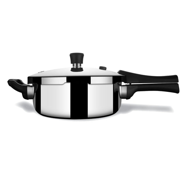 Stahl Xpress 3.5 Litre Triply Stainless Steel Cooker Pan Inner Lid Pressure Cooker Pan ISI Certified Induction Compatible Serves 3–5