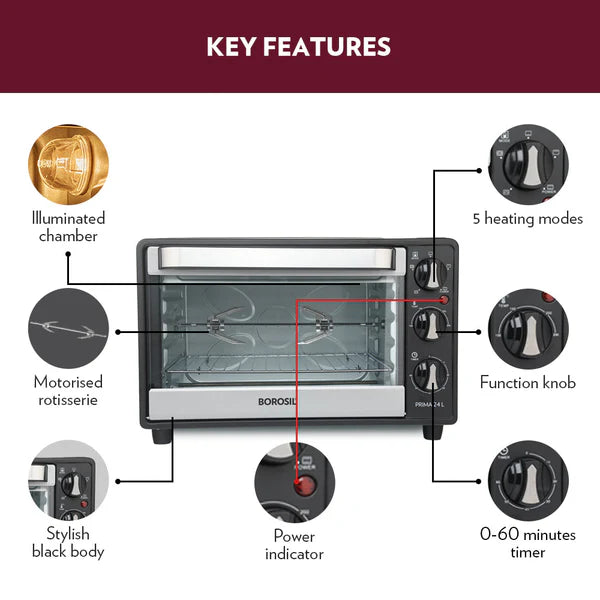 Borosil Prima 24L Oven Toaster Griller