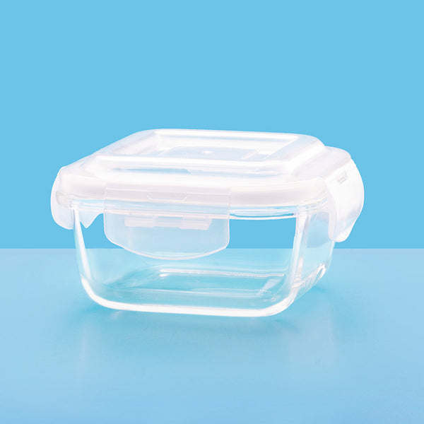 Borosil Klip N Store Square Glass Container (320 ml)