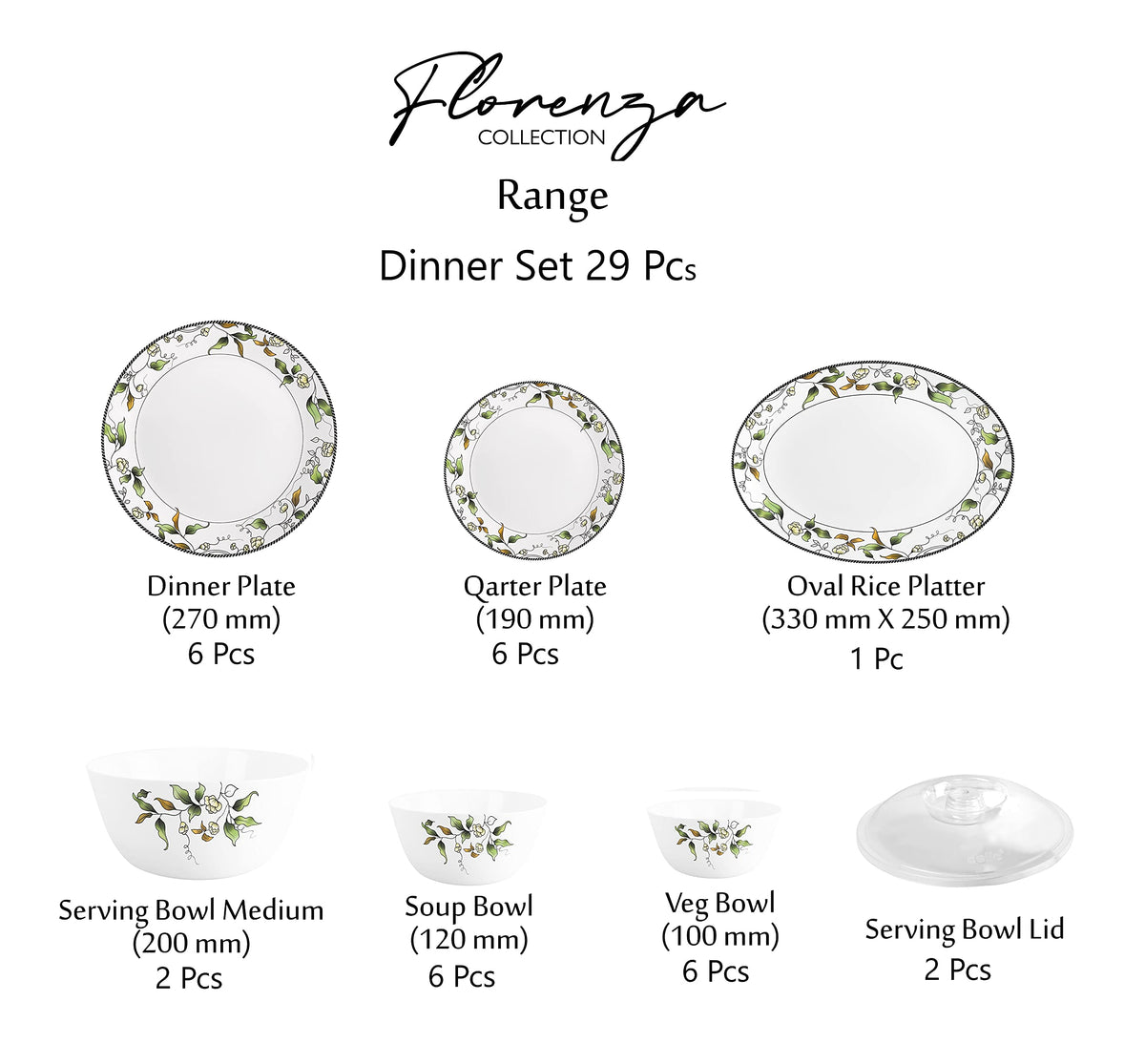 Cello Florenza Daniella Opalware Dinner Set (29 Pieces)
