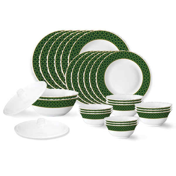 Larah by Borosil Yuri Opalware Dinner Set (27 Pieces)