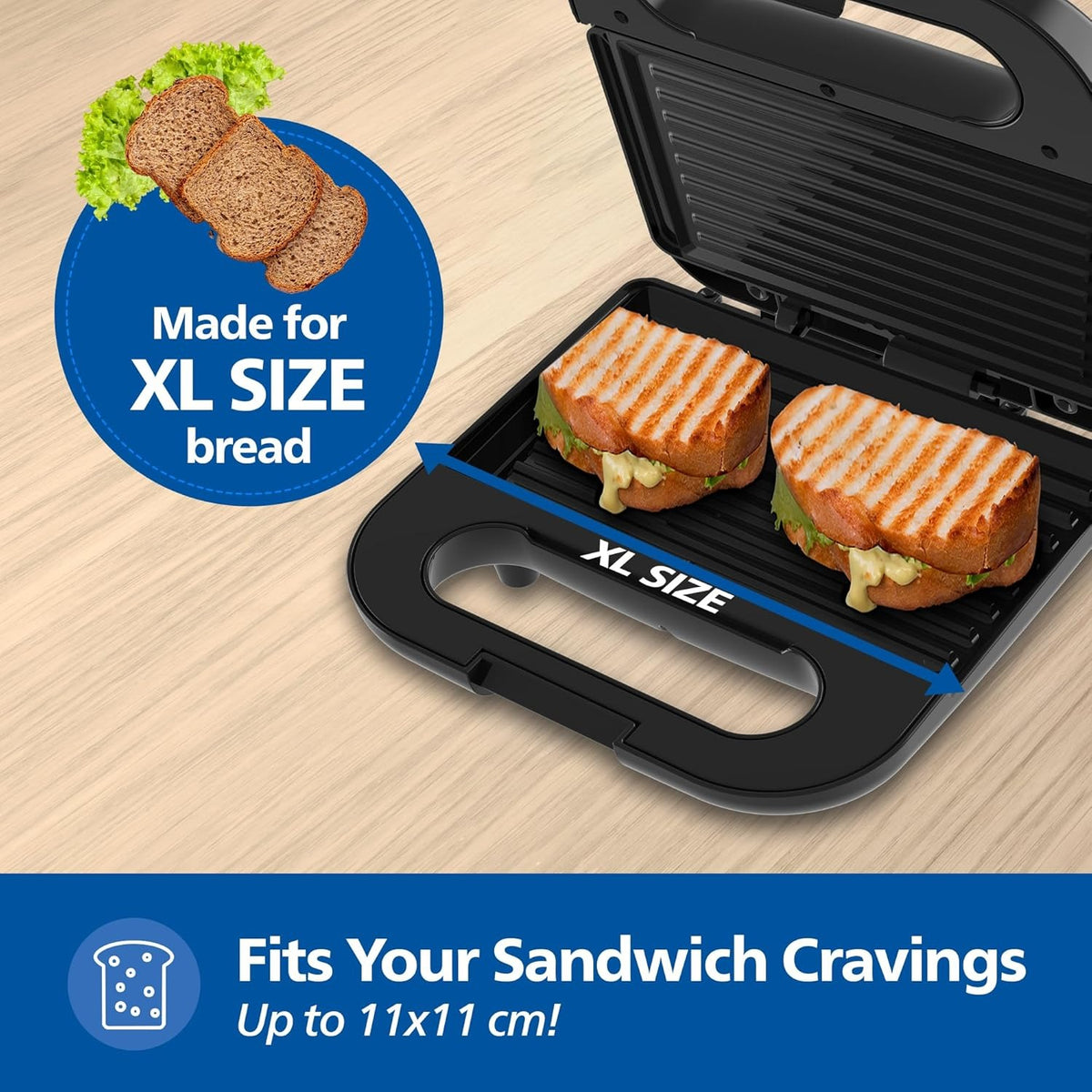 Philips HD3010/80 Sandwich Maker (Black, 800W)