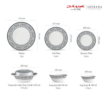 La Opala Diva Sovrana Persian Grey Opalware Dinner Set (35 Pieces)