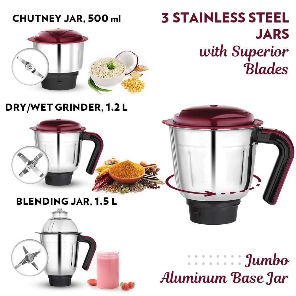 Borosil Duramax 750w Mixer Grinder 3 Jar