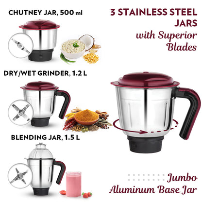 Borosil Duramax 750w Mixer Grinder 3 Jar