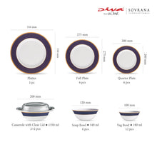 La Opala Diva Sovrana Regent Blue Opalware Dinner Set (35 Pieces)