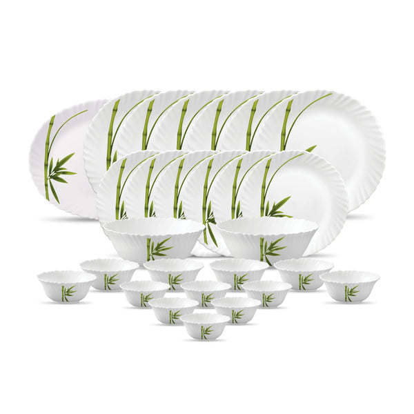 La Opala Diva Classique Fluted Green Opalware Dinner Set (27 Pieces)