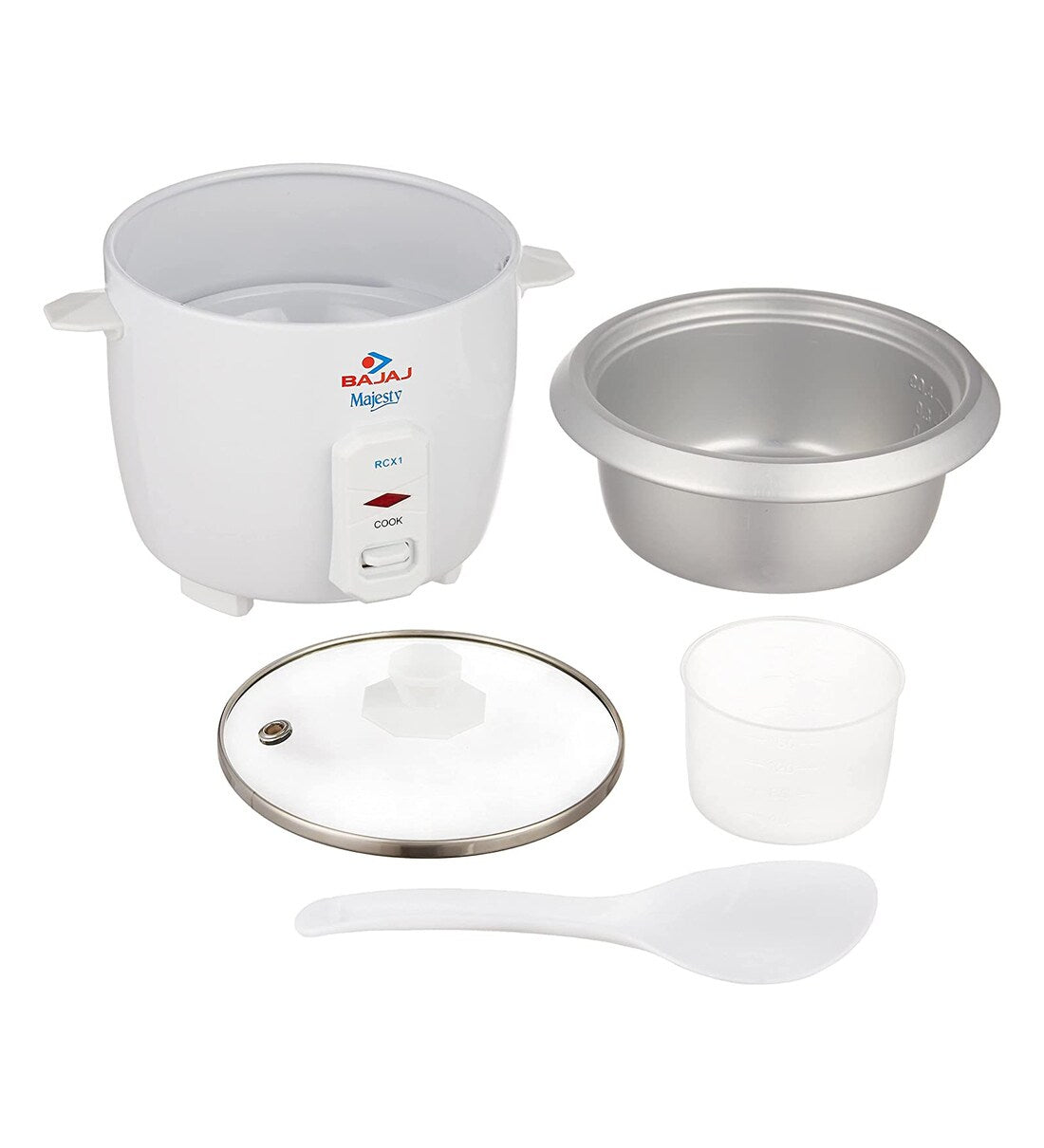 Bajaj Majesty RCX1 Mini Rice Cooker, White (400ml) (200W)