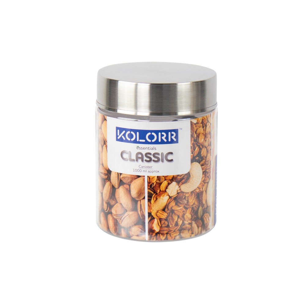 Kolorr Classic Round PET Jar, Set of 2 (1 L)