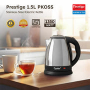 Prestige PKOSS 1.5L Stainless Steel Electric Kettle, Silver & Black (1350W)