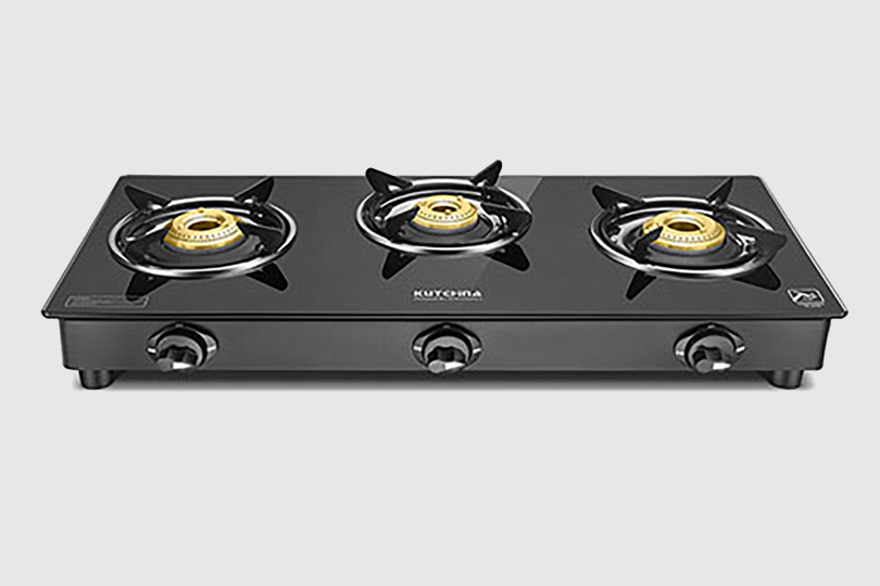 Kutchina Fabio Eco Glass Top Gas Stove (3 Burner, Manual Ignition)