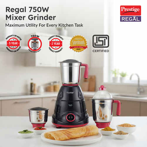 Prestige Regal Mixer Grinder (Black/Red) (750W)