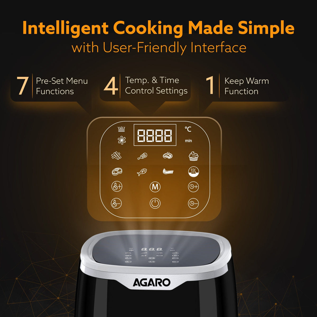 AGARO Galaxy Digital Air Fryer, Black (4.5L) (1400W)