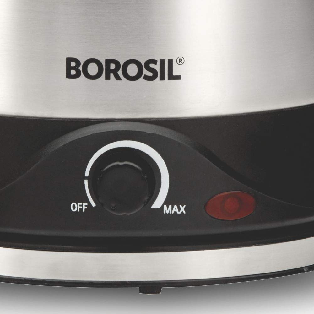 Borosil Omni Multi-Purpose Electric Kettle, Silver & Black (1.5L, 600W)