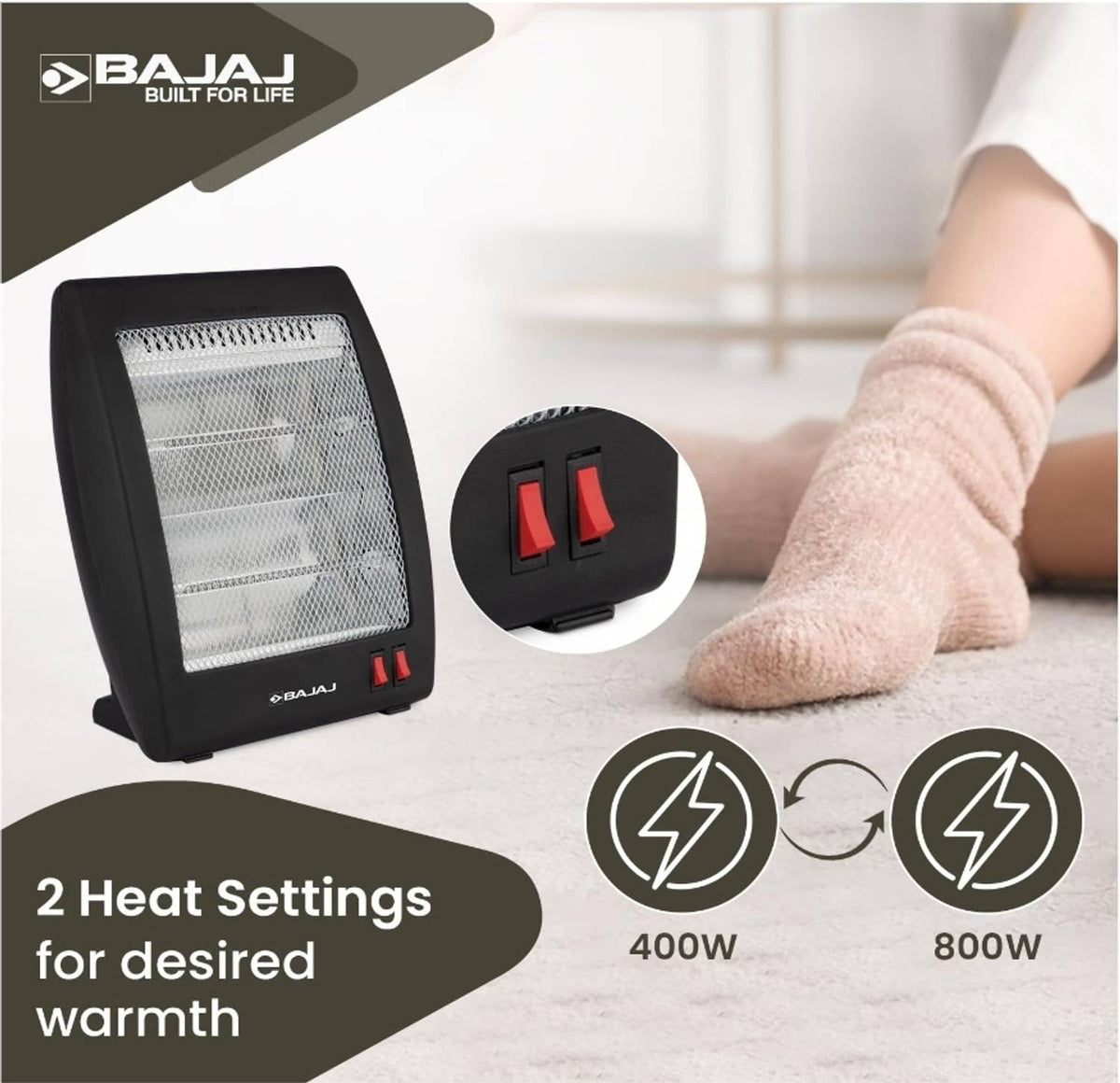 Bajaj RH2C Carbon Room Heater (800W)