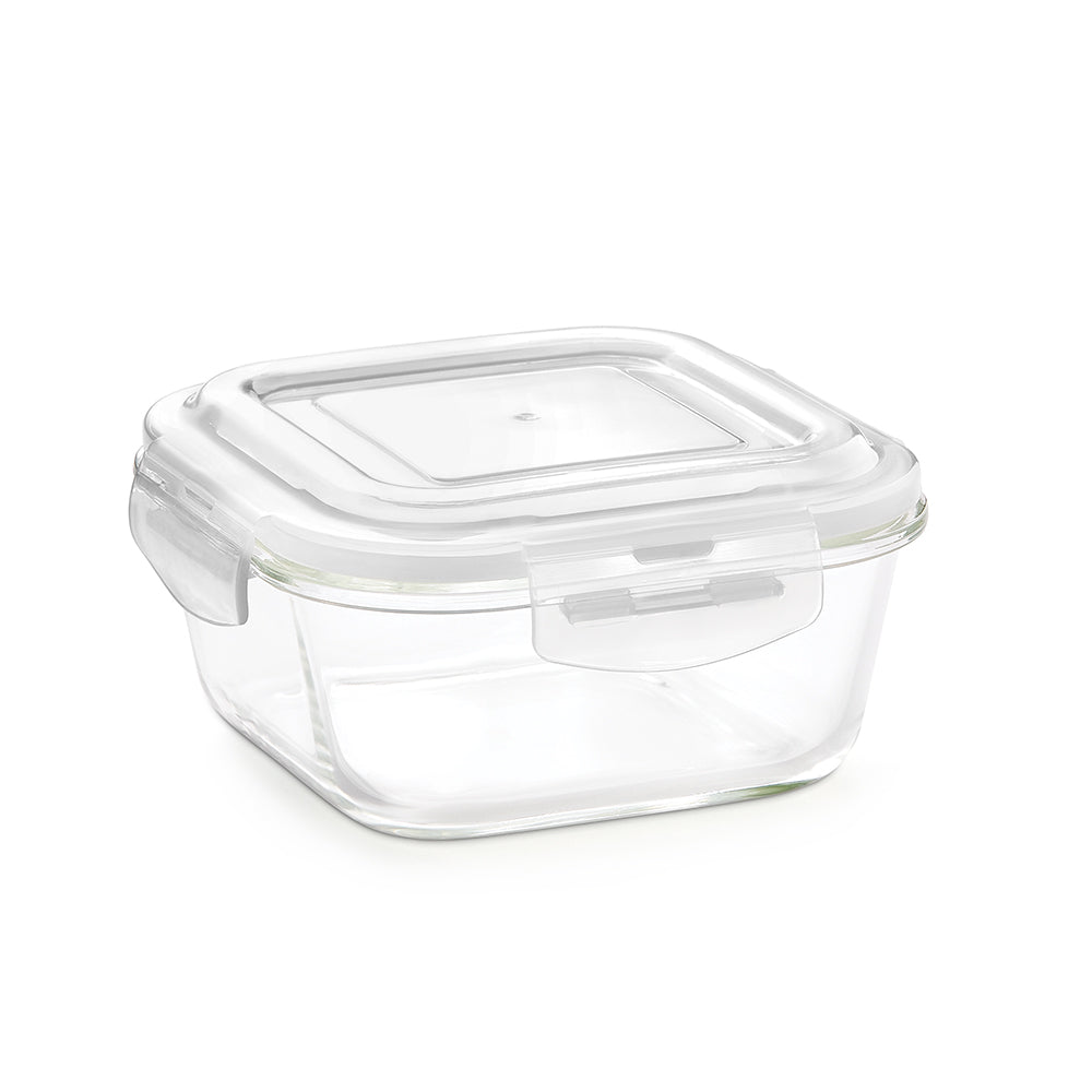 Borosil Klip N Store Square Glass Container (320 ml)