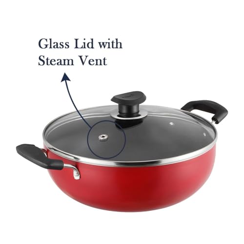 Vinod Zest Inducto Non-Stick Deep Kadhai with Glass Lid (5.5 L)