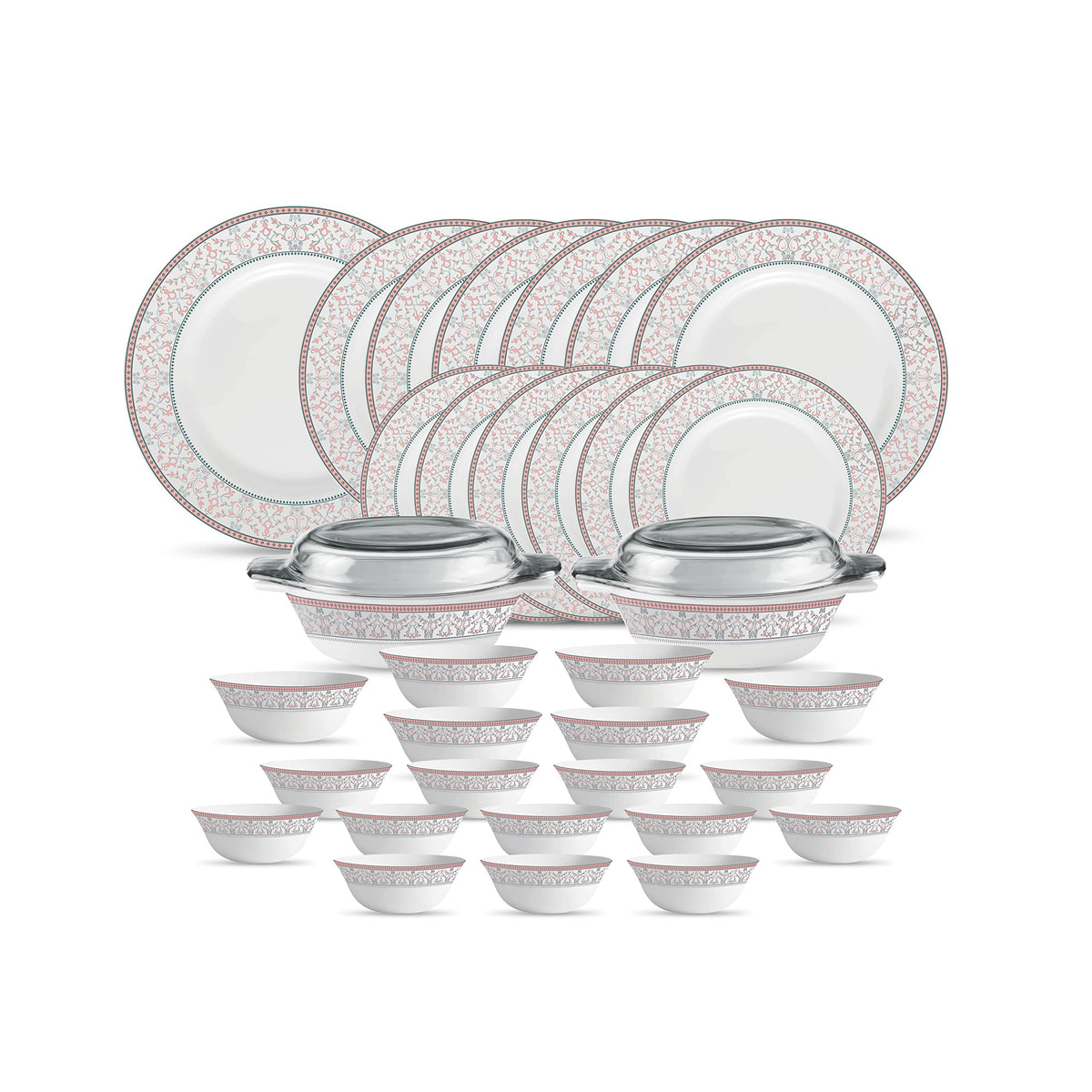 La Opala Diva Sovrana Moroccan Pink Opalware Dinner Set (35 Pieces)