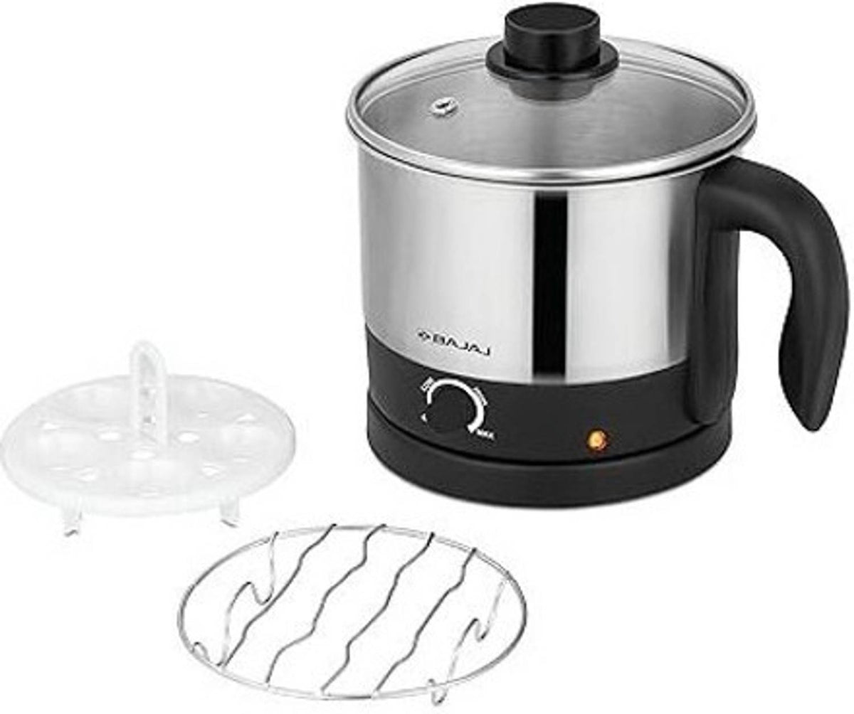 Bajaj KTS Multicook Electric Kettle, Black & Silver (1L)