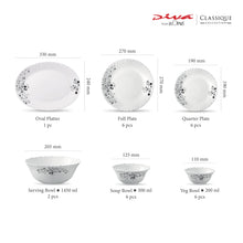 La Opala Diva Classique Mystrio Black Opalware Dinner Set (35 Pieces)