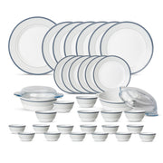 La Opala Diva Sovrana Amaya Blue Opalware Dinner Set (35 Pieces)