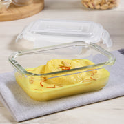 Borosil Klip N Store Rectangle Glass Container (370 ml)