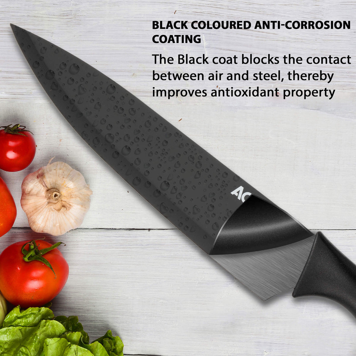 AGARO Royal Knife Set of 6 Pieces, Black
