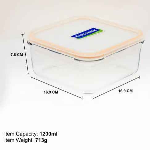 Glasslock Classic Square Glass Container (1200 ml)