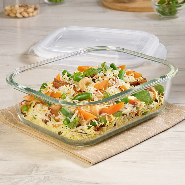 Borosil Klip N Store Rectangle Glass Container (2 L)