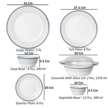 La Opala Diva Sovrana Amaya Blue Opalware Dinner Set (35 Pieces)