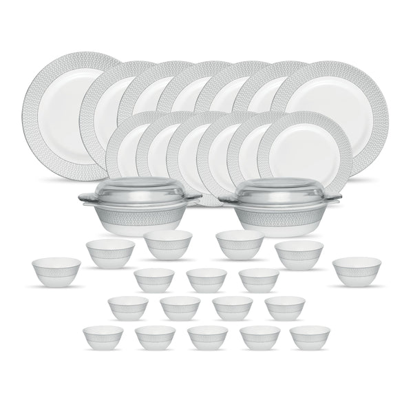 La Opala Diva Velvett Stella Grey Opalware Dinner Set (35 Pieces)