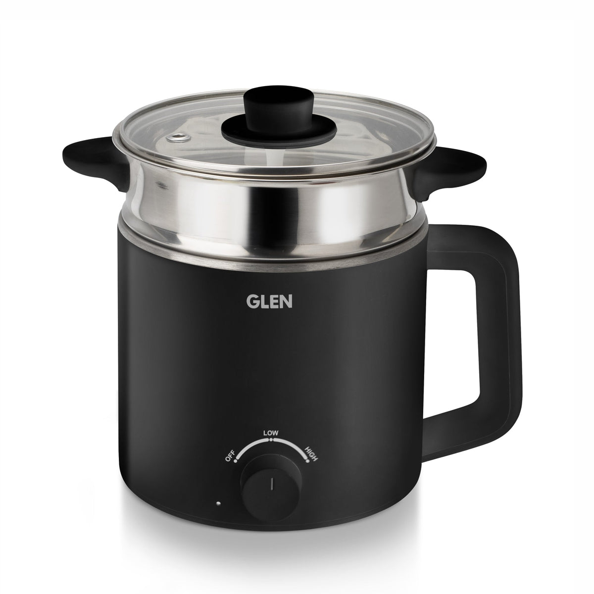 Glen Multi Cook Electric Kettle with Steamer, Silver & Black (1.5L, 600W)