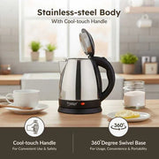 Prestige PKOSS 1.5L Stainless Steel Electric Kettle, Silver & Black (1350W)