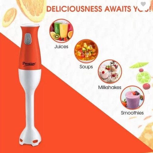 Prestige PHB 11.0 250W Hand Blender with Stainless Steel Blades – Red