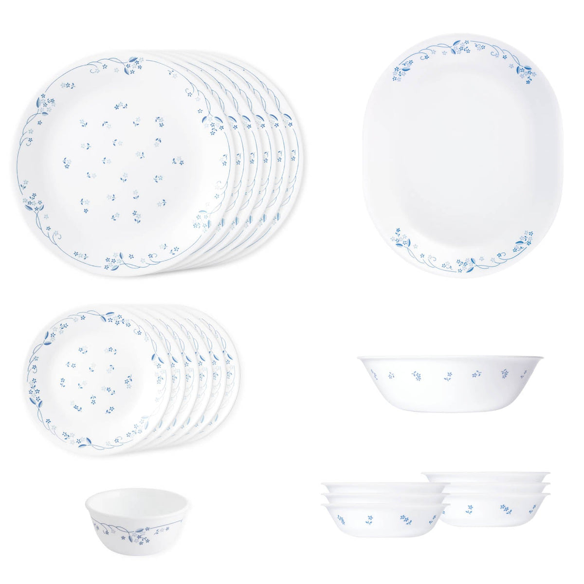 Corelle Livingware Round Blue Floral Dinner Set (21 Piece)