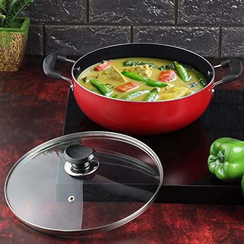 Vinod Zest Inducto Non-Stick Deep Kadhai with Glass Lid (3.1 L)