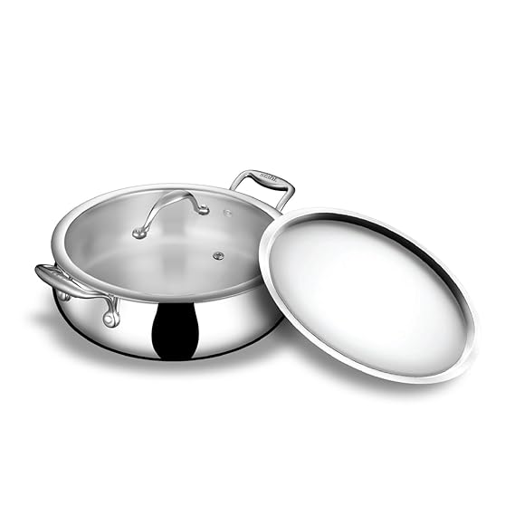 Stahl Artisan Triply Stainless Steel Biryani Handi with Dual Lid – 4L