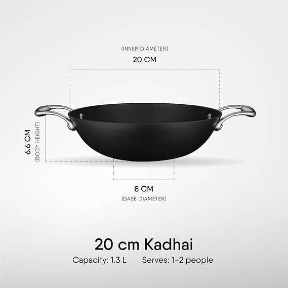 Stahl Blacksmith Hybrid Enamelled Cast Iron Kadhai – 1.3L