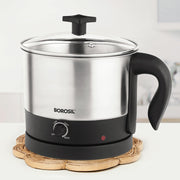 Borosil Omni Stainless Steel Multi-Purpose Electric Kettle, Silver & Black (1L, 600W)