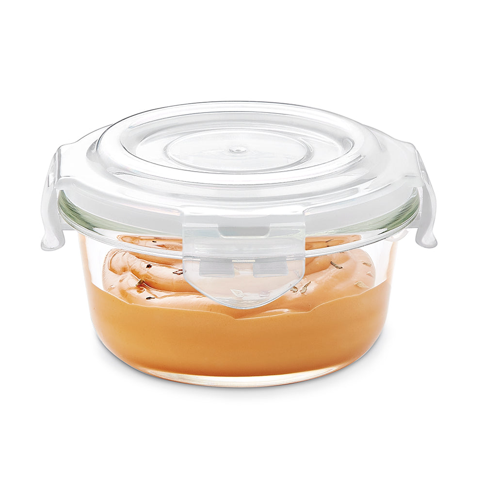 Borosil Klip N Store Round Glass Container (240 ml)