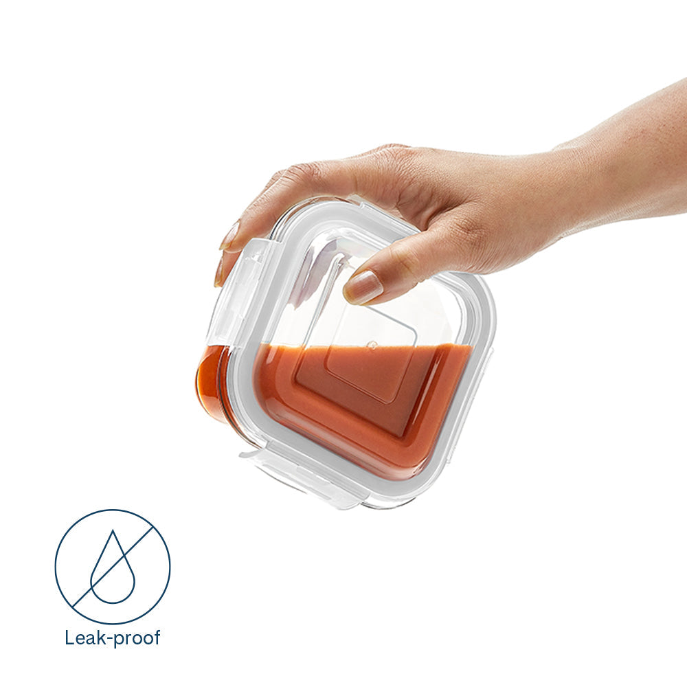 Borosil Klip N Store Square Glass Container (800 ml)