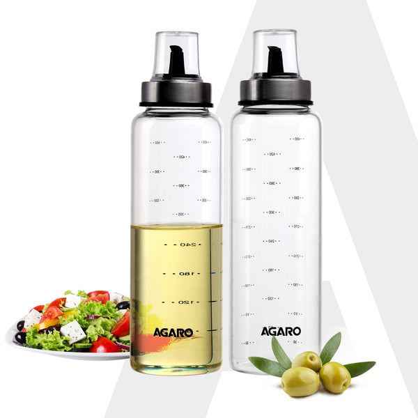 AGARO Elite Borosilicate Glass Oil Dispenser, Set of 2 (500ml each)