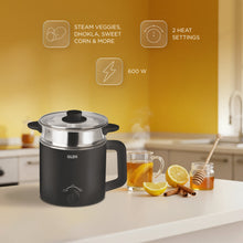 Glen Multi Cook Electric Kettle with Steamer, Silver & Black (1.5L, 600W)