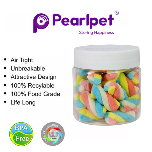 Pearlpet Round Dibbi Jar, Set of 6 (200 ml)