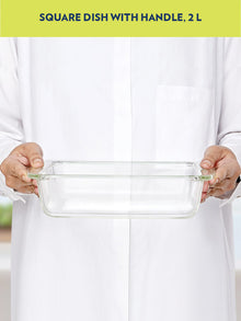 Borosil Square Dish with Handle Easy Grip (2 L)