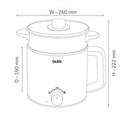 Glen Multi Cook Electric Kettle with Steamer, Silver & Black (1.5L, 600W)