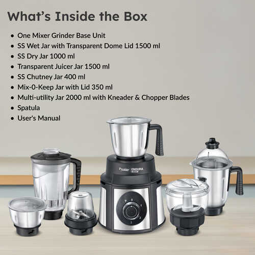 Prestige Endura Mixer Grinder (Black/Silver) (1000W)